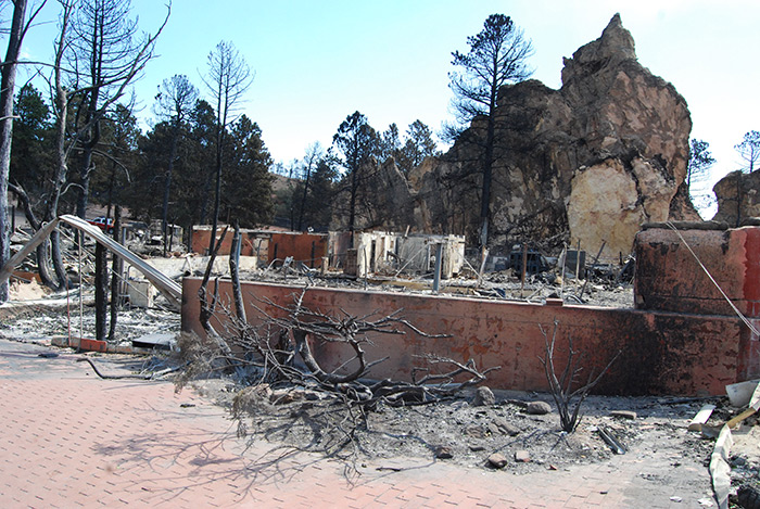 burned-out building